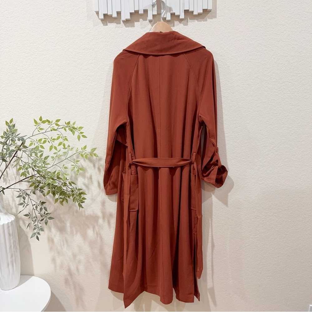 J.ING Jing Brick Red Lightweight Wrap Coat with Tie Size M / L NWT - Picture 8 of 9